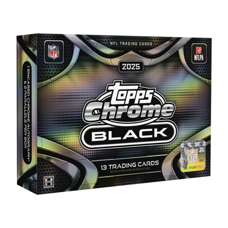 resizingforshopify-2026-07-06T120548.567_36179668-fa02-4f7e-a772-2a14489440fa 2025 Topps Chrome Black Football Hobby Box - Image 1